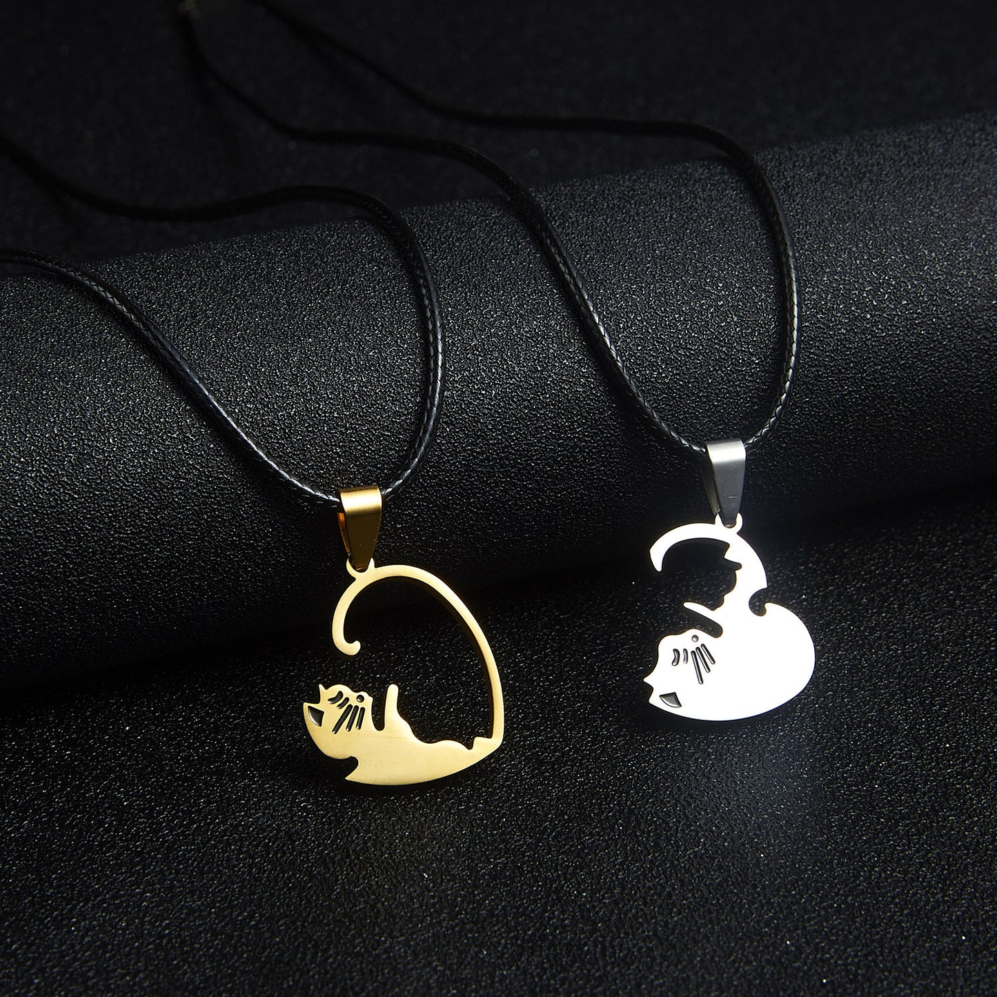 Steel Female Cat Key Puzzle Heart-shaped Necklaces