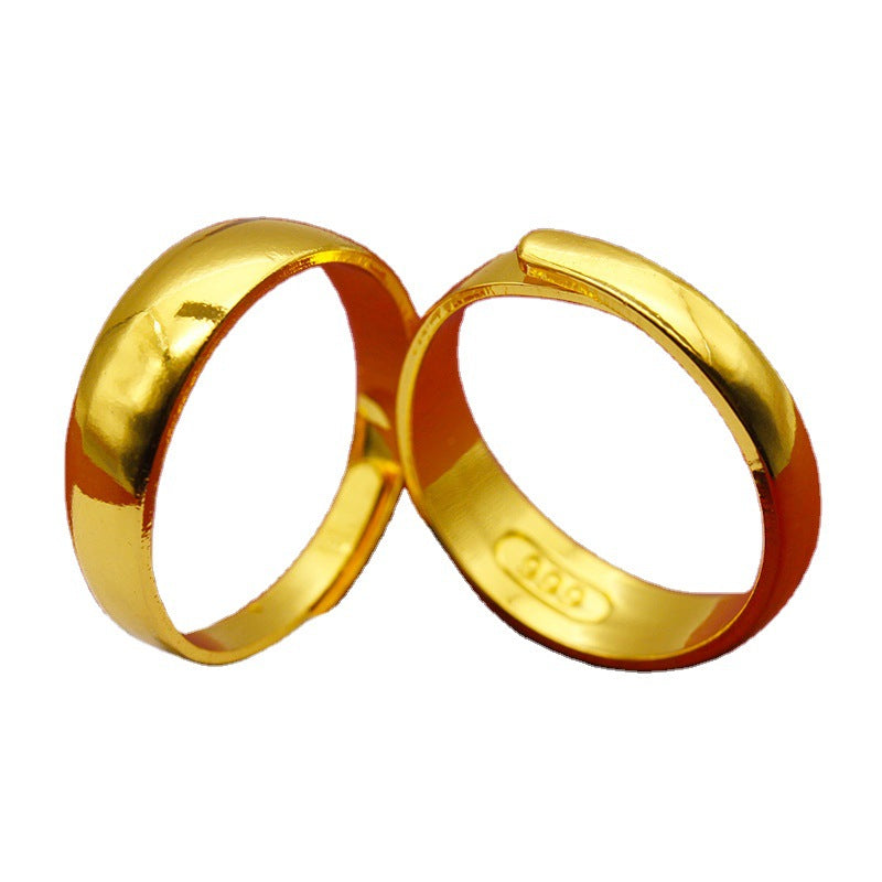 Women's & Men's Seal Thickened Gold-plated Smooth Opening Imitation Gold Rings