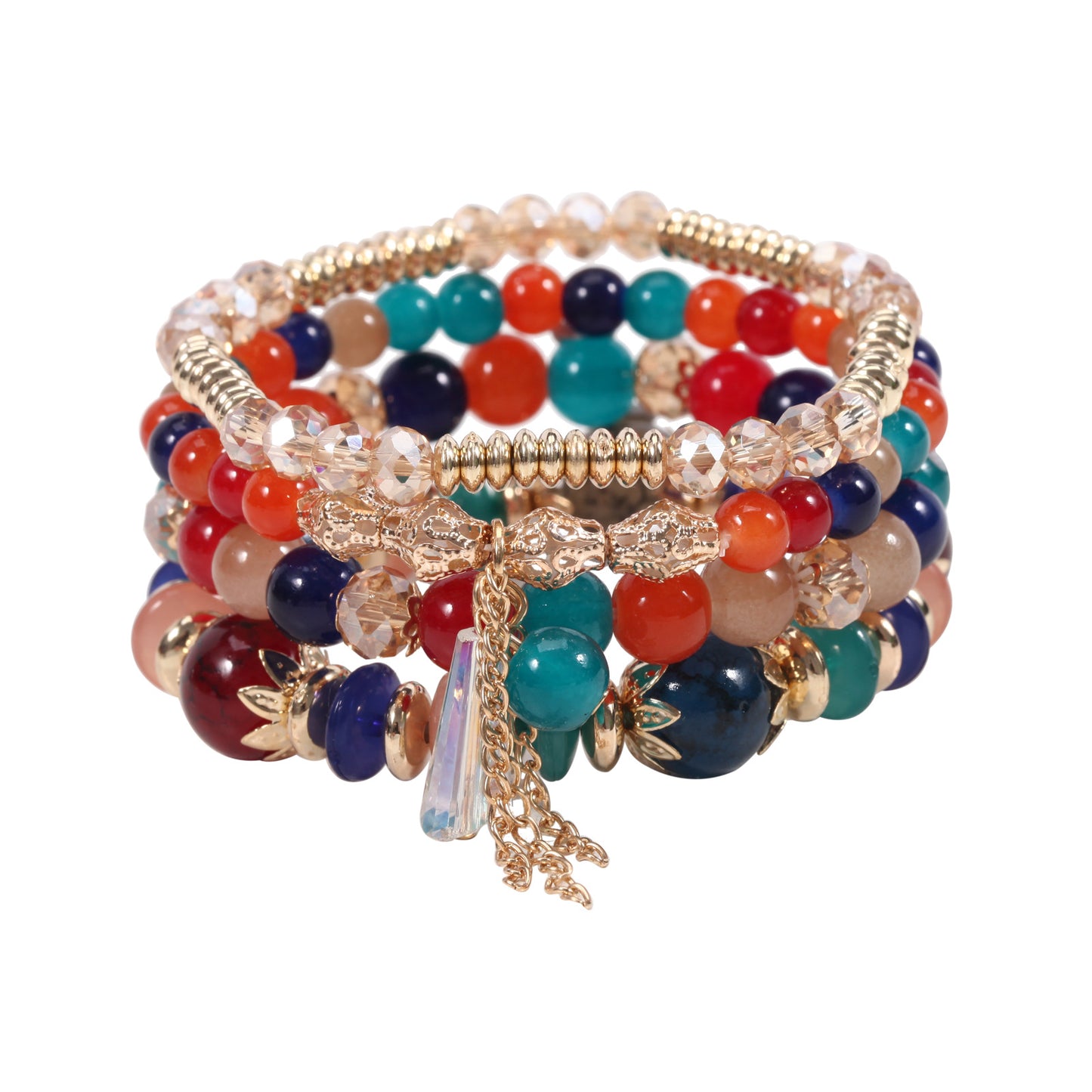 Chain Tassel Colored Glass Electroplated Crystal Bracelets