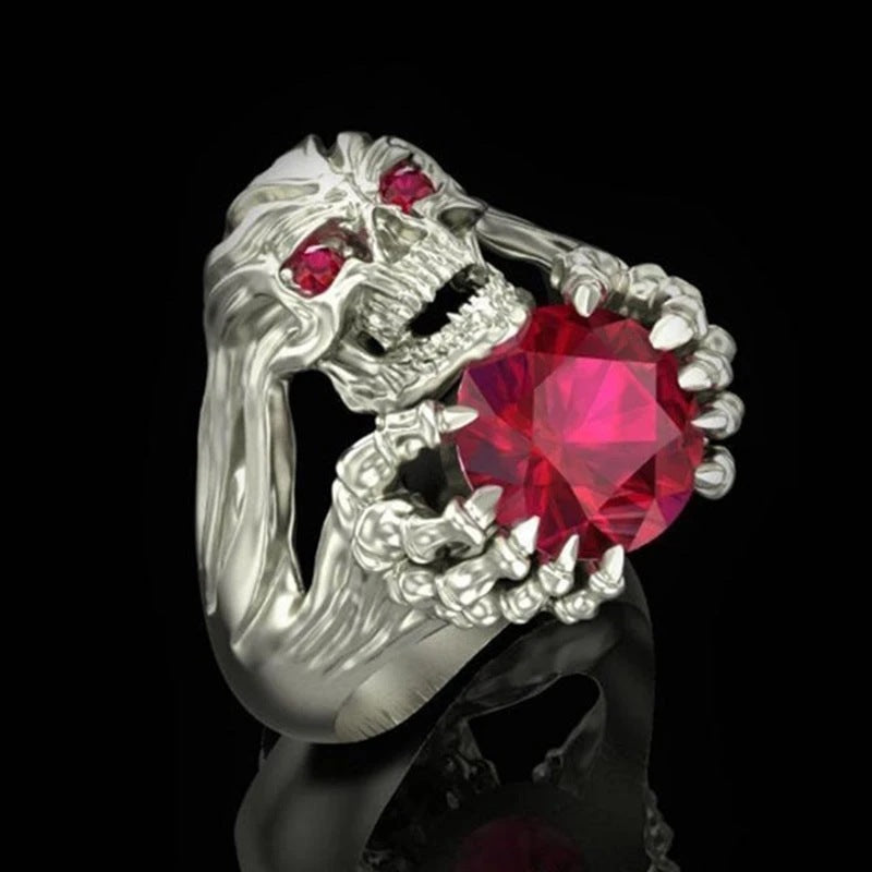 He Cheng Skull Fire Heart Man's Rings