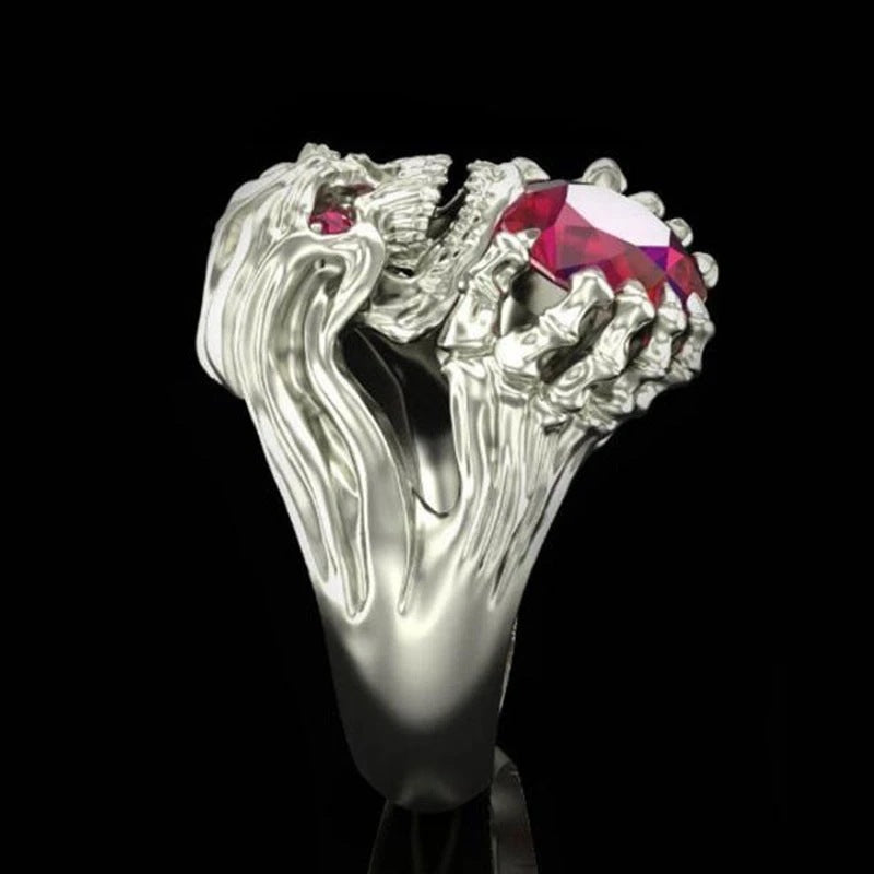 He Cheng Skull Fire Heart Man's Rings