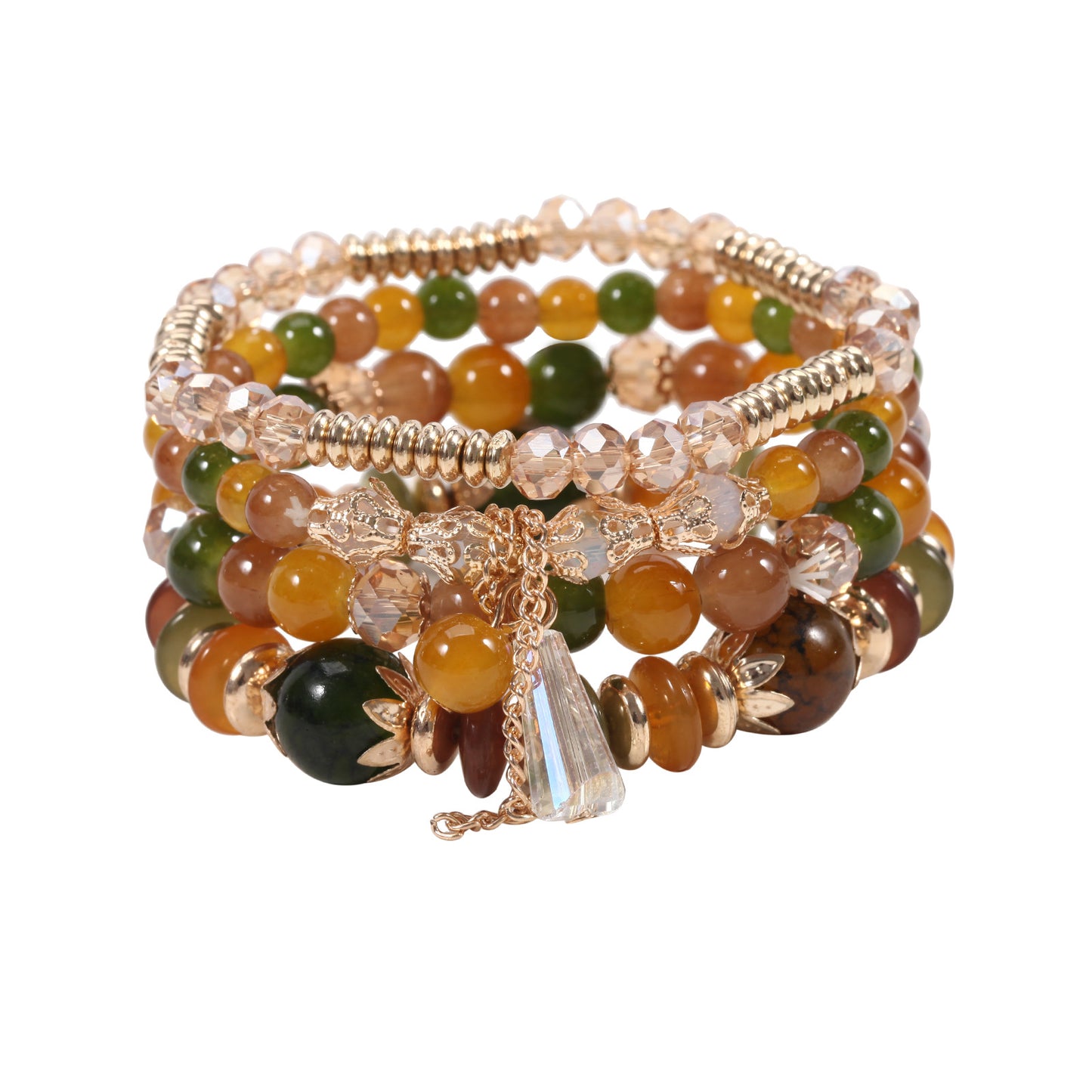 Chain Tassel Colored Glass Electroplated Crystal Bracelets