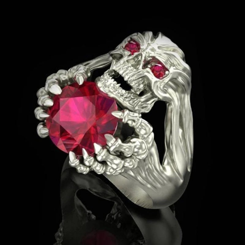 He Cheng Skull Fire Heart Man's Rings
