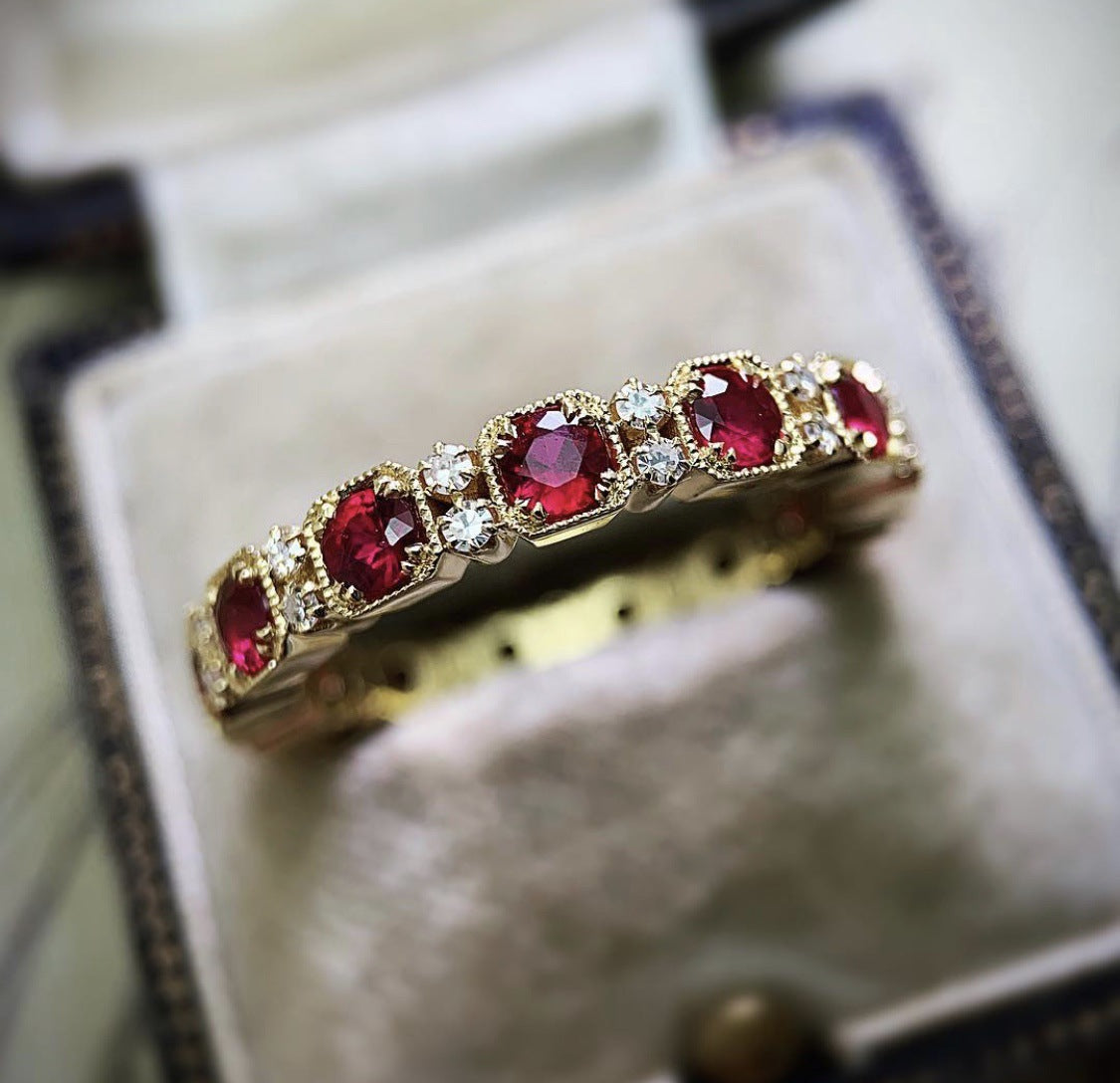 Complex Inlaid Color Zircon Trend Fashion Rings