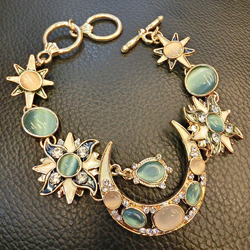 Bohemian Fashion Sun Opal Moon Diamond Bracelet