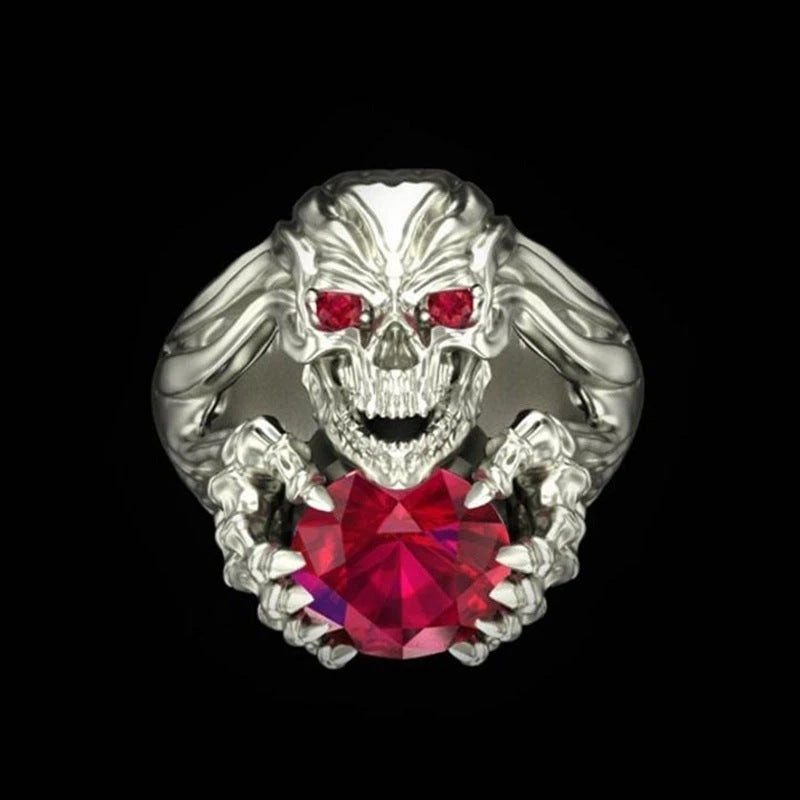 He Cheng Skull Fire Heart Man's Rings