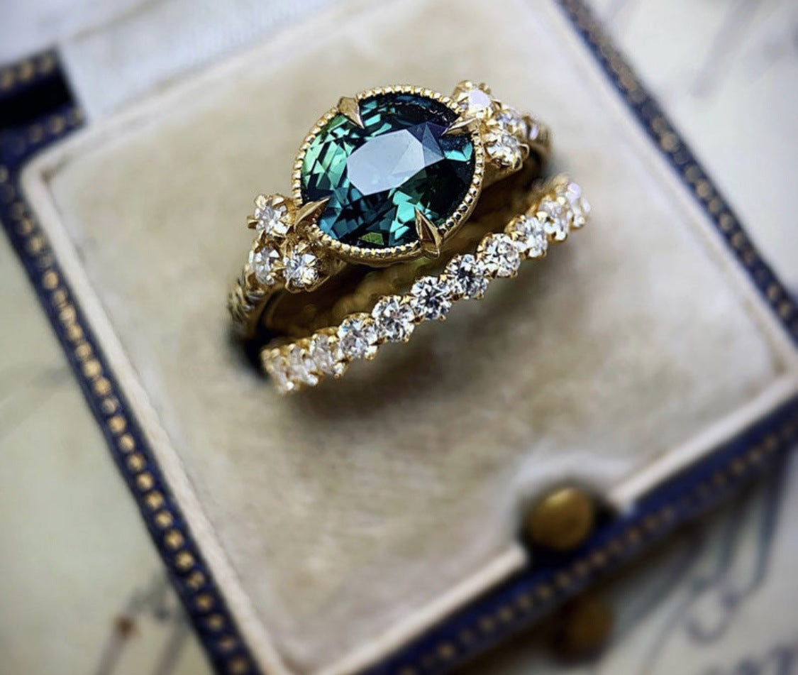 Complex Inlaid Color Zircon Trend Fashion Rings