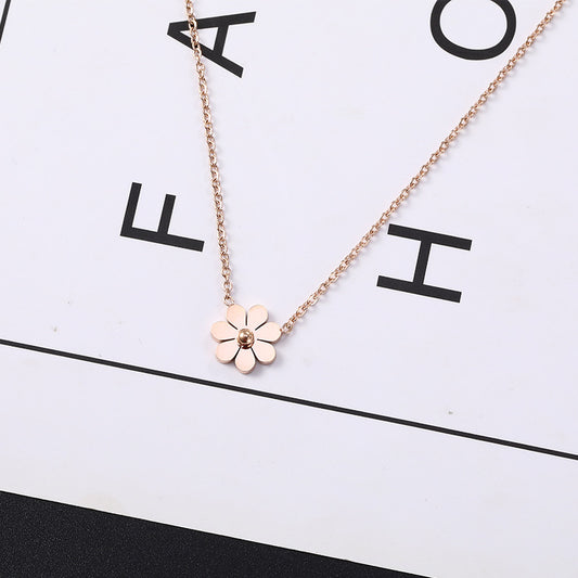 Daisy Female Rose Gold Temperamental Cold Style Clavicle Necklaces