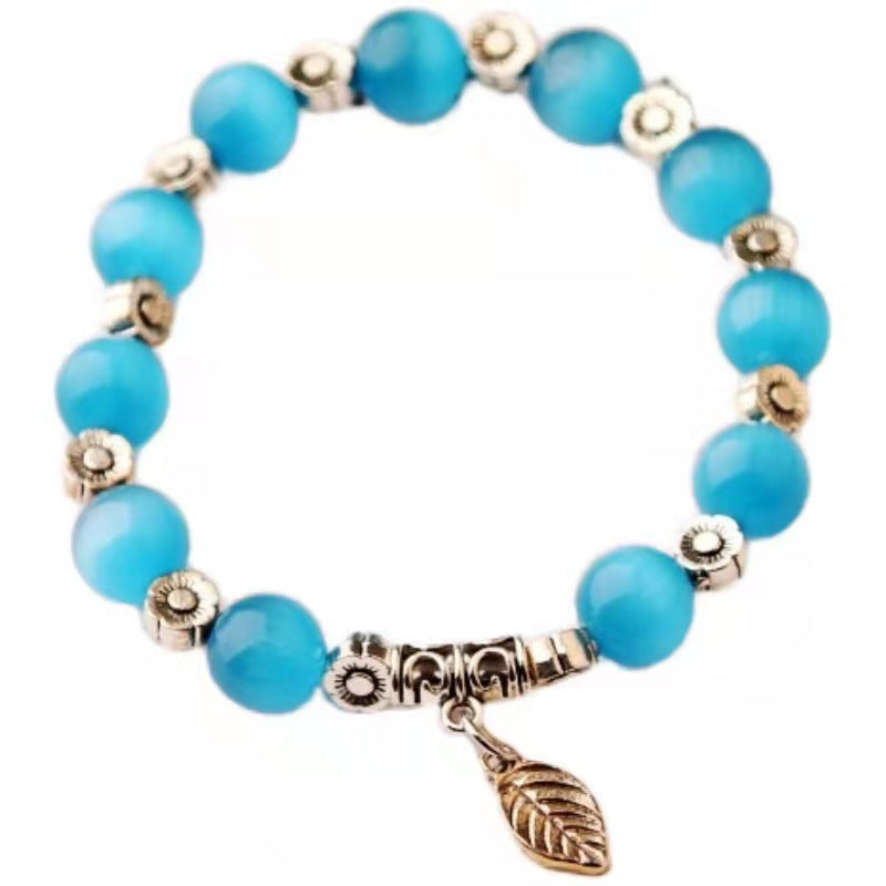 Women's Sier Hand Ethnic Style Handmade Beaded Opal String Bracelet