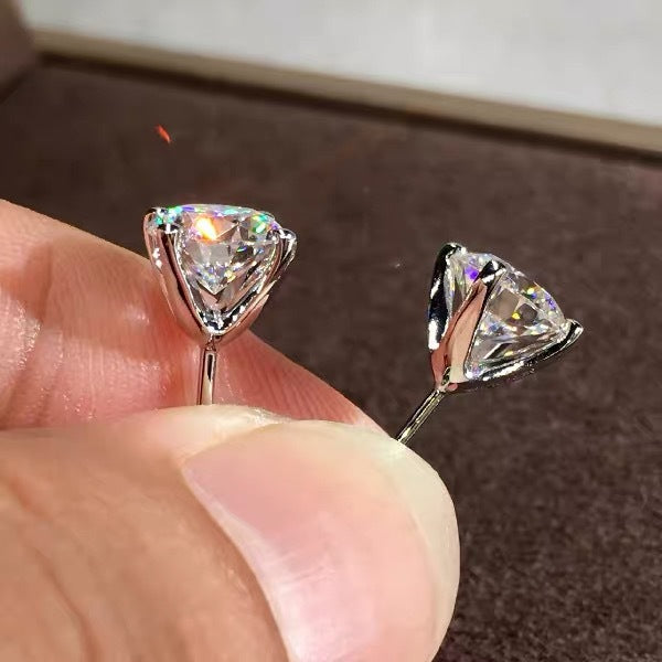 Women's & Men's Simple Single Diamond Split Karat Sier Earrings