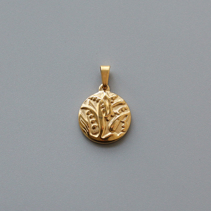 Rose Drop-shaped Stainless Steel Gold Plated Pendants