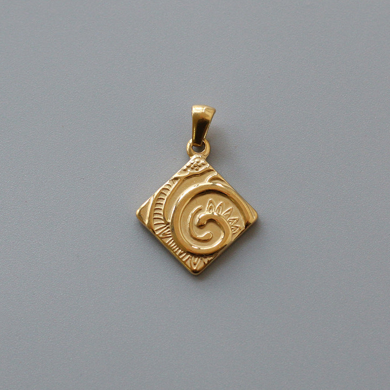 Rose Drop-shaped Stainless Steel Gold Plated Pendants