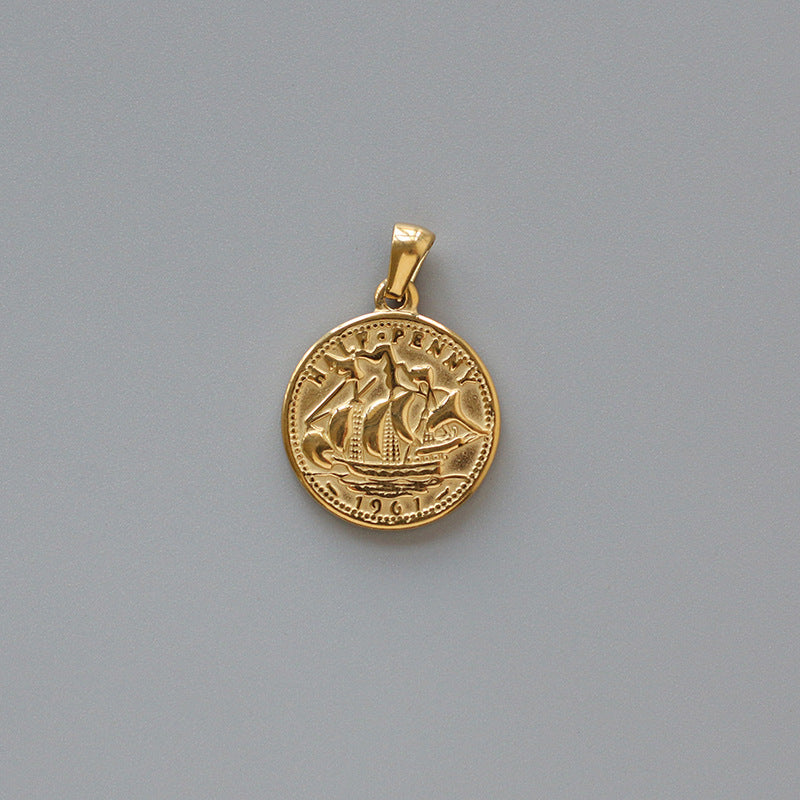 Rose Drop-shaped Stainless Steel Gold Plated Pendants