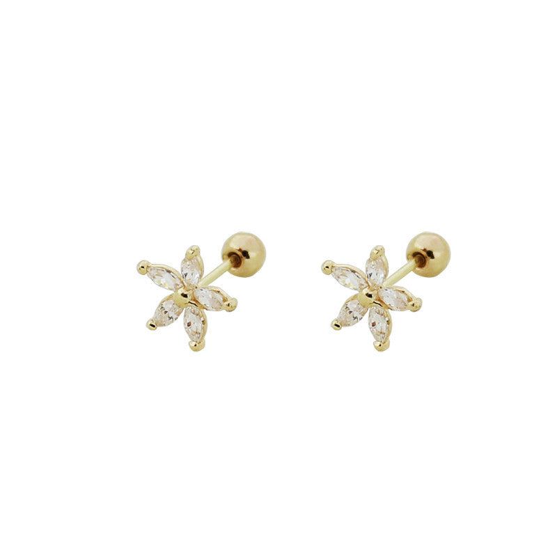 Sier Screw Female Personality Tightening Buckle Earrings