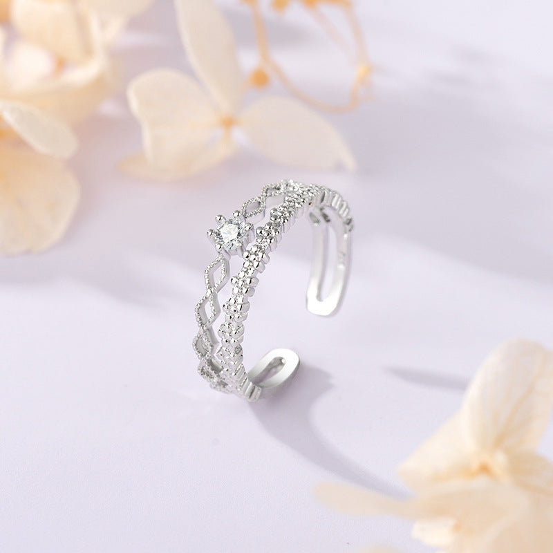 Women's Fashion Korean Fresh Single Diamond Lace Ring