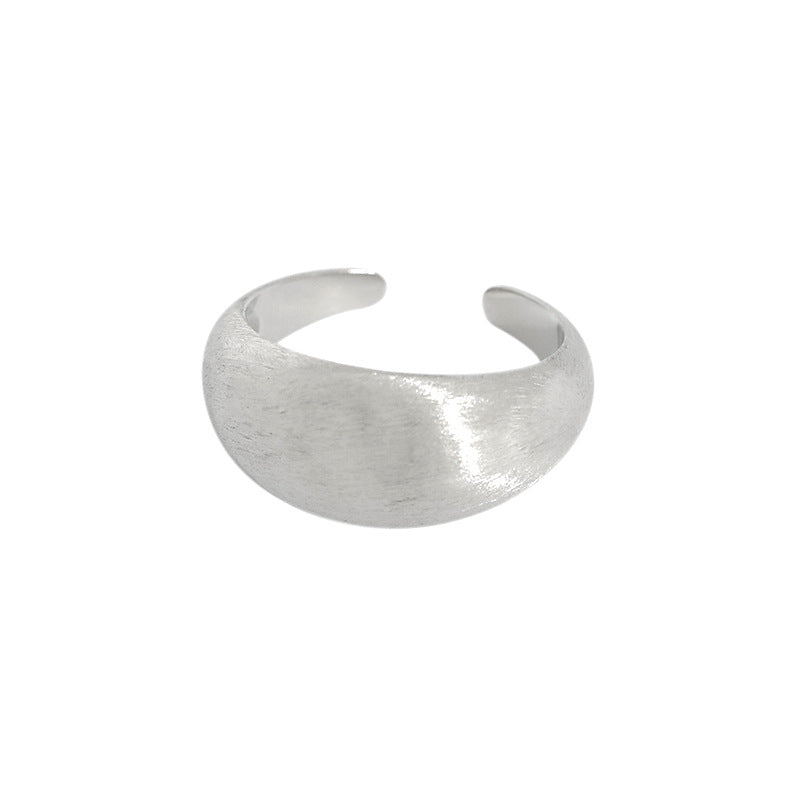 Korean Style Sterling Sier Cold Simple Irregular Wide Brushed Glossy Ring