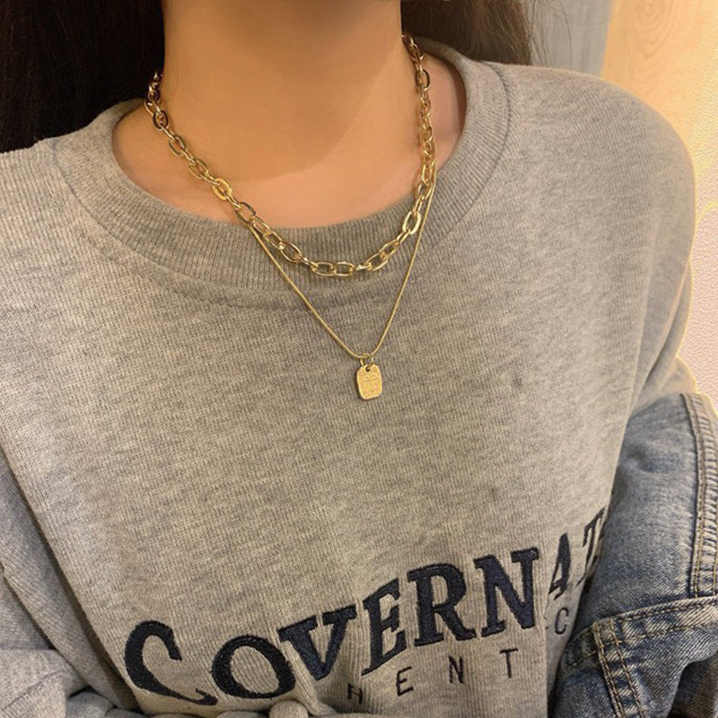 Cold Style Hip Hop Twin Clavicle Necklaces