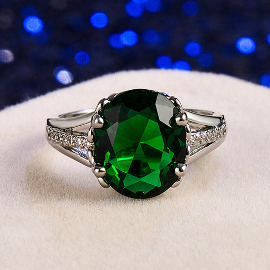 Emerald Female Temperament Fashion Simple Plated Rings