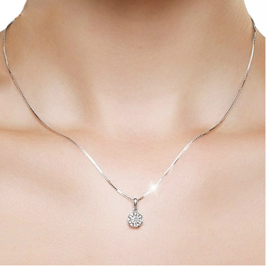 Women's Zircon Elegant Korean Snowflake Sier Short Pendants