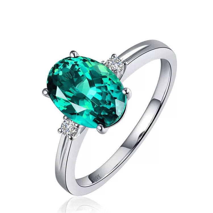 Copper Emerald Blue Ruby Adjustable Tourmaline Female Personality Fashion Open Ring