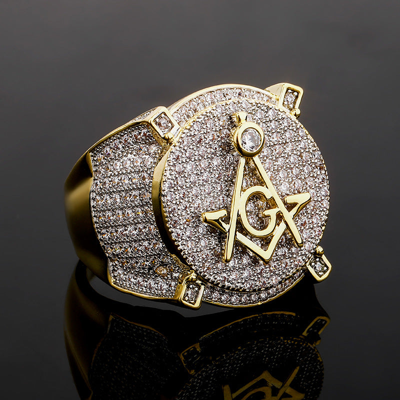 Men's Real Gold Plated Full Zircon Personalized Rings