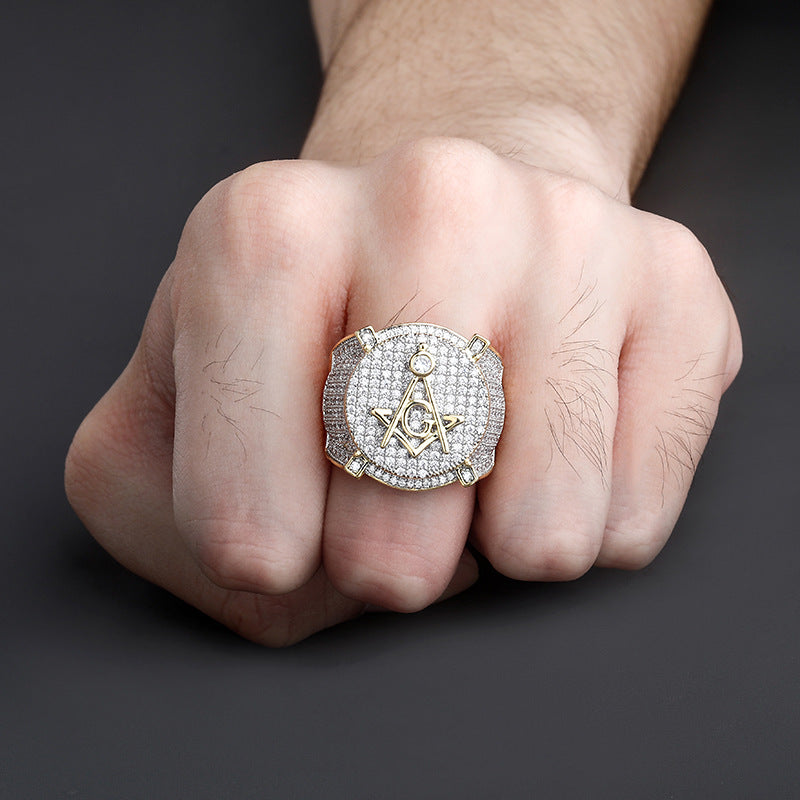 Men's Real Gold Plated Full Zircon Personalized Rings