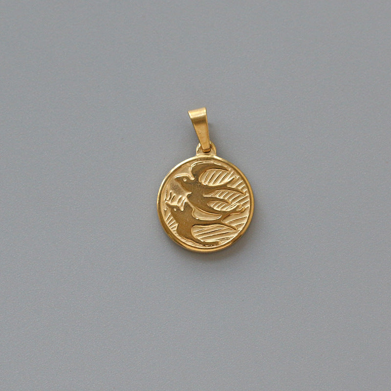 Rose Drop-shaped Stainless Steel Gold Plated Pendants