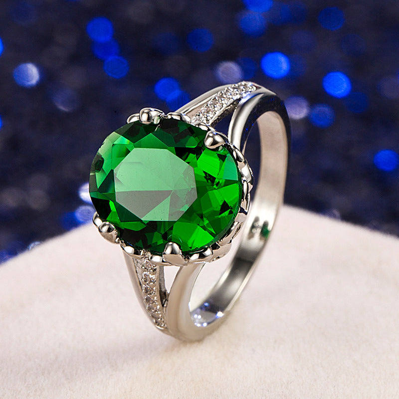 Emerald Female Temperament Fashion Simple Plated Rings