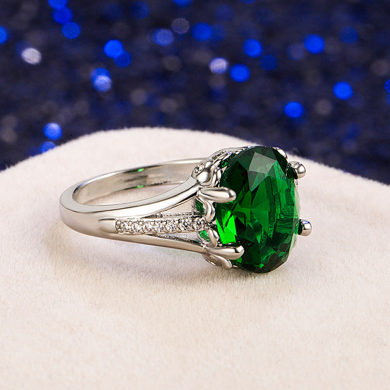 Emerald Female Temperament Fashion Simple Plated Rings