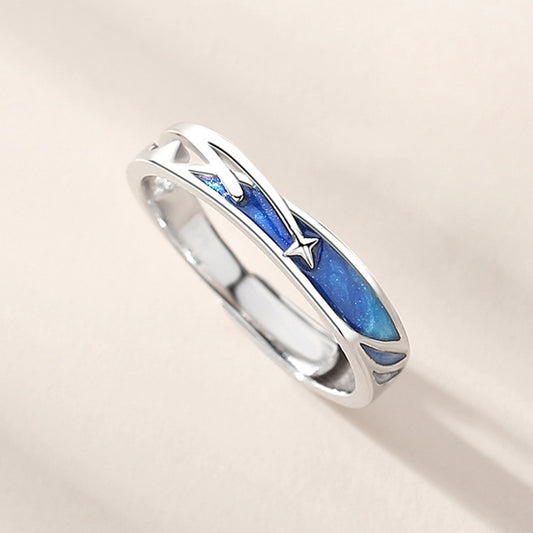 Women's & Men's And One Pair Blue Starry Sky Rings