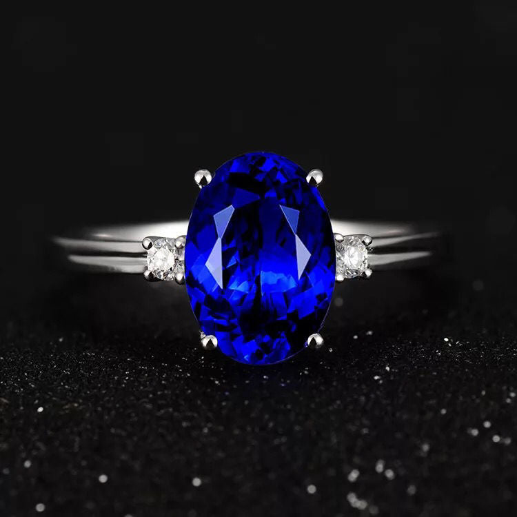 Copper Emerald Blue Ruby Adjustable Tourmaline Female Personality Fashion Open Ring