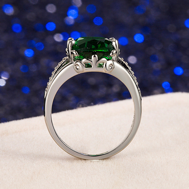 Emerald Female Temperament Fashion Simple Plated Rings