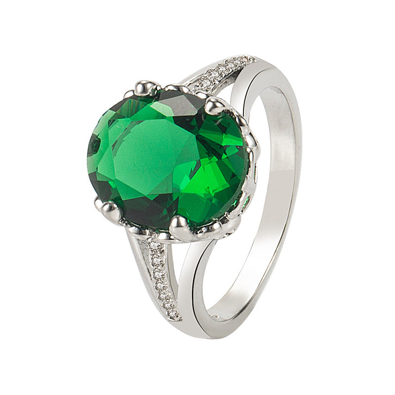 Emerald Female Temperament Fashion Simple Plated Rings