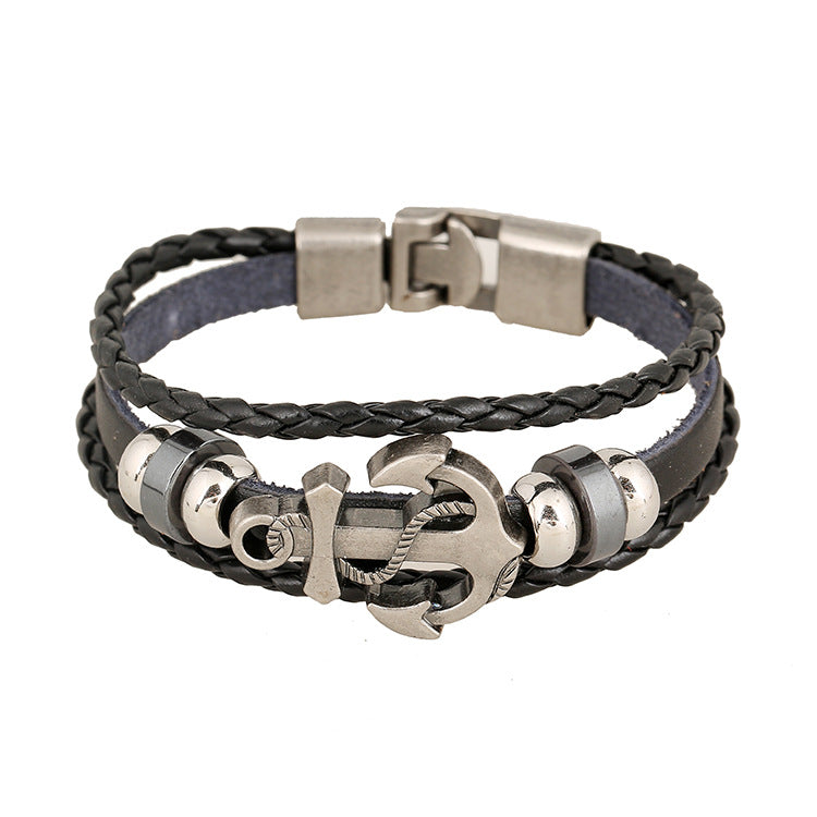 Ornament Simple Woven Boat Anchor Cattle Leather Fashion Popular Bracelets