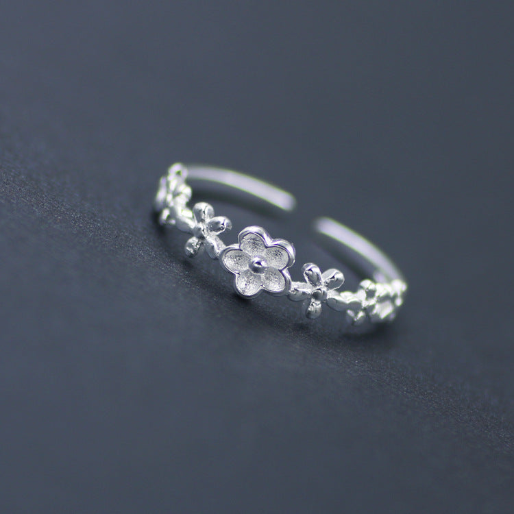 Slouchy Innovative Sier Flower Plain Sterling Ring