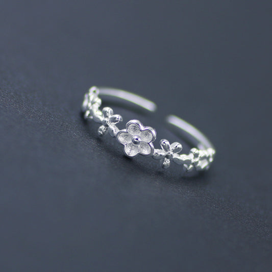 Slouchy Innovative Sier Flower Plain Sterling Ring