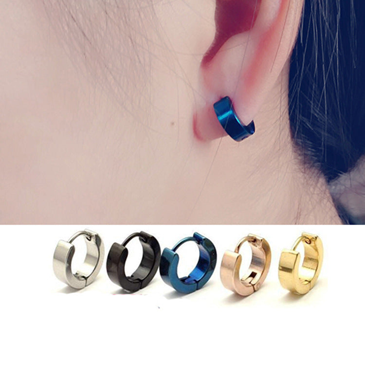 Men's Titanium Steel Korean Classic Simple Ear Clip Rings