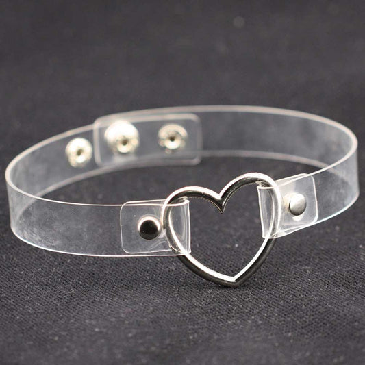 Women's Soft Black Leather Peach Heart-shaped Collar Neck Band Clavicle Necklaces