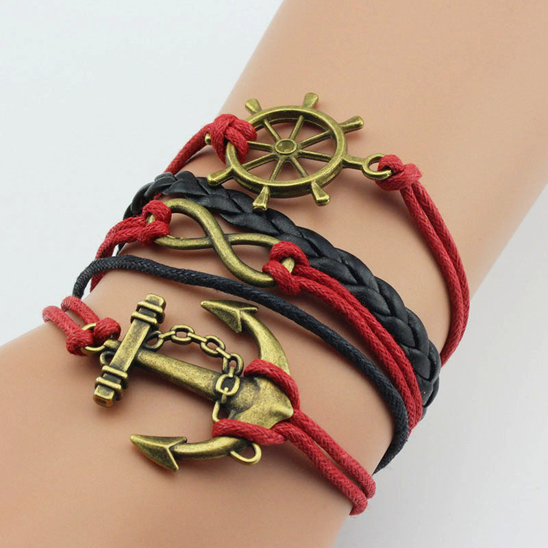 Boat Anchor Infinite Eight Layered Retro Bracelets