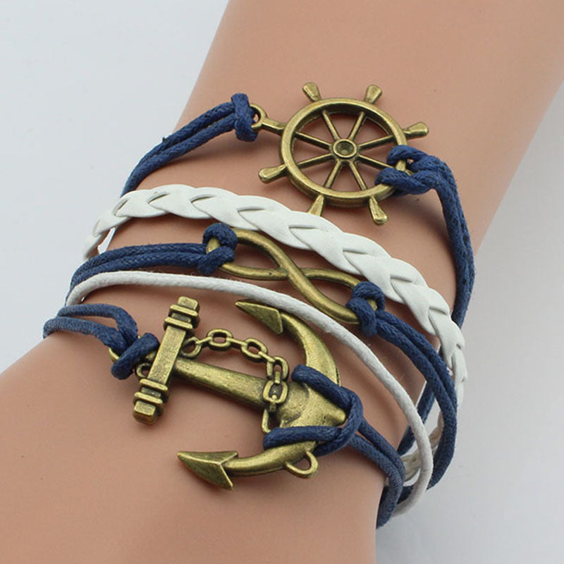 Boat Anchor Infinite Eight Layered Retro Bracelets