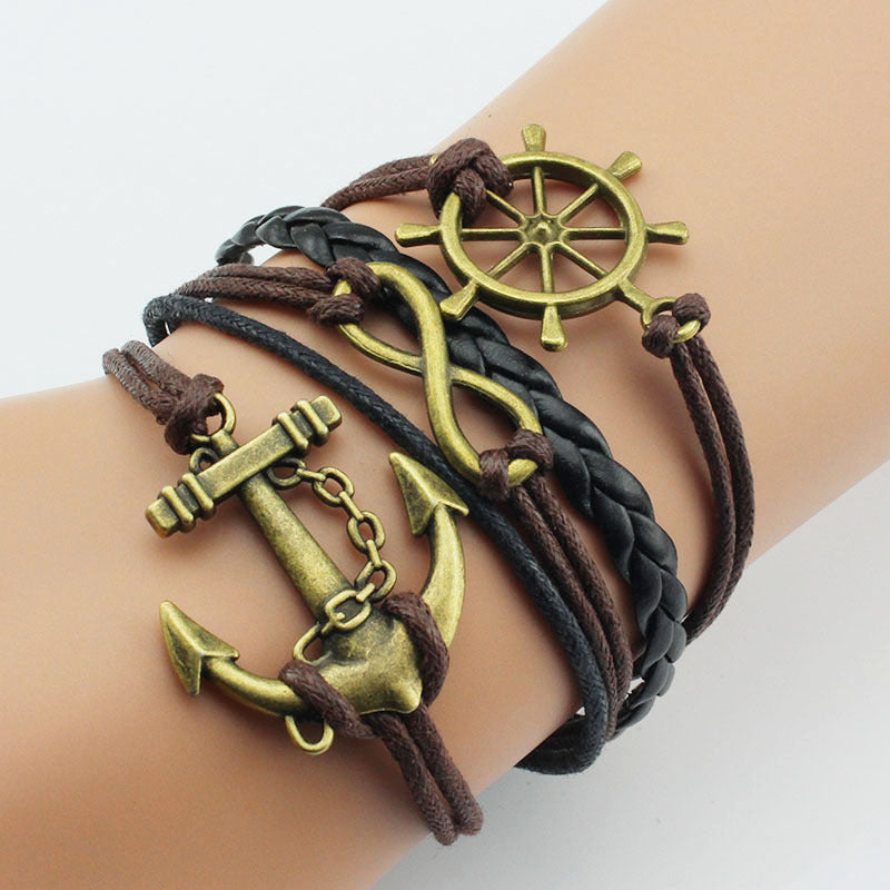 Boat Anchor Infinite Eight Layered Retro Bracelets