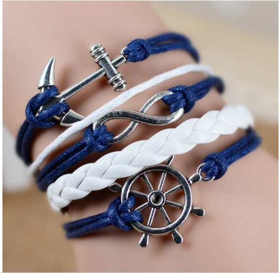Boat Anchor Infinite Eight Layered Retro Bracelets