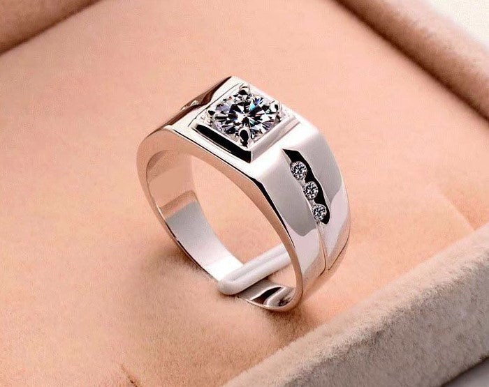 Men's Sier Diamond Man's Domineering Hipster Wedding Rings