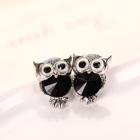 Attractive Korean Jewelry Crystal Personality Owl Earrings