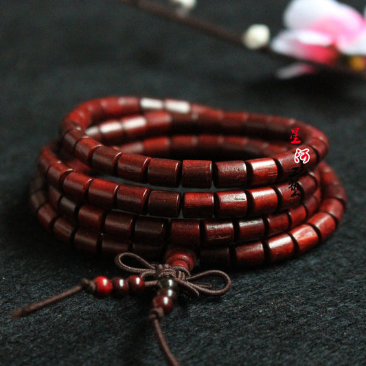 Women's & Men's Rosewood Wooden Barrel Beads Prayer Retro Bracelet