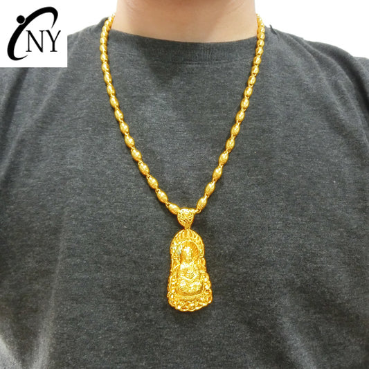 Women's & Men's Gold-plated Avalokitesvara Gold Version Fire Big Pendants