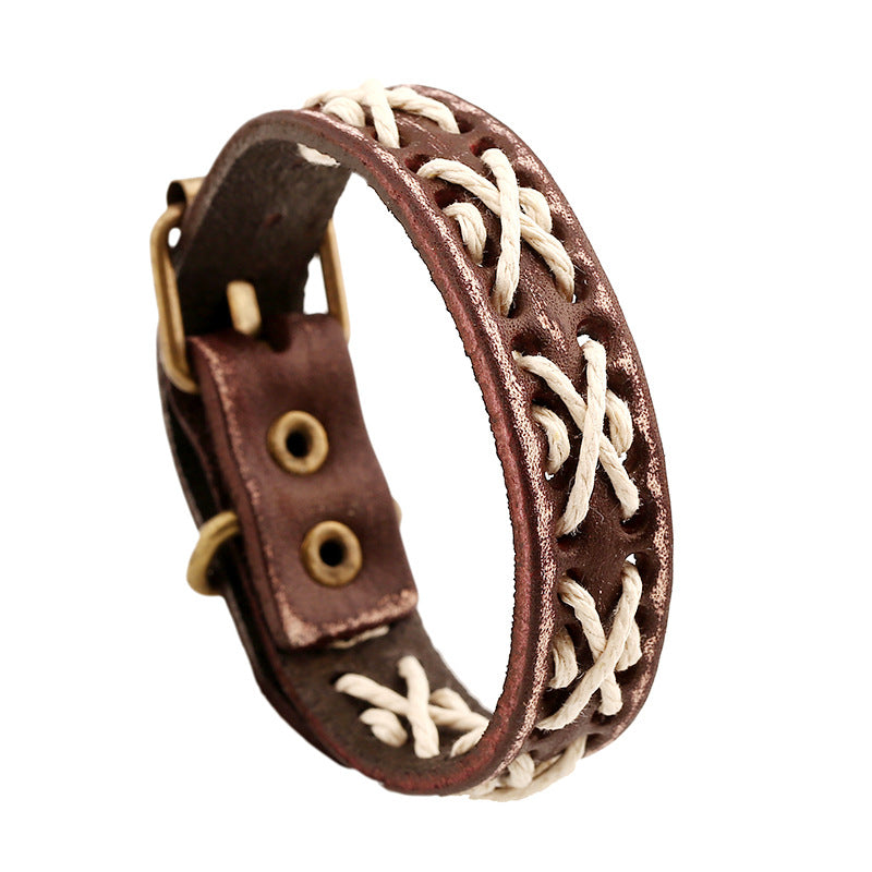 Ornament Vintage Weave Cattle Leather Handmade Bracelets