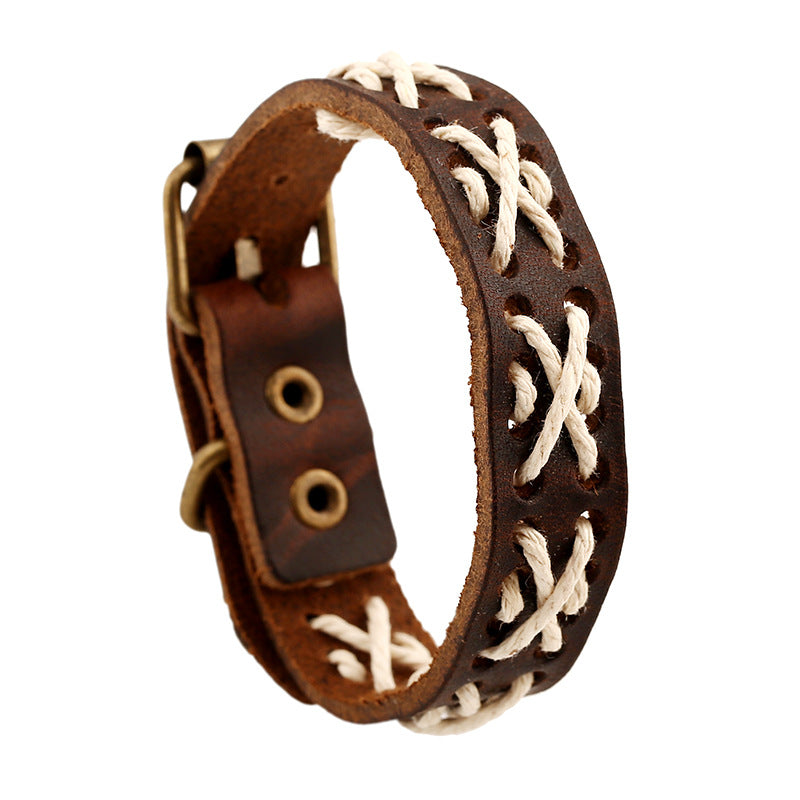 Ornament Vintage Weave Cattle Leather Handmade Bracelets