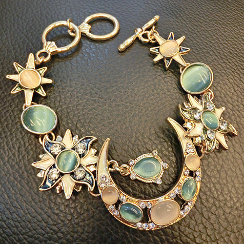 Bohemian Fashion Sun Opal Moon Diamond Bracelet