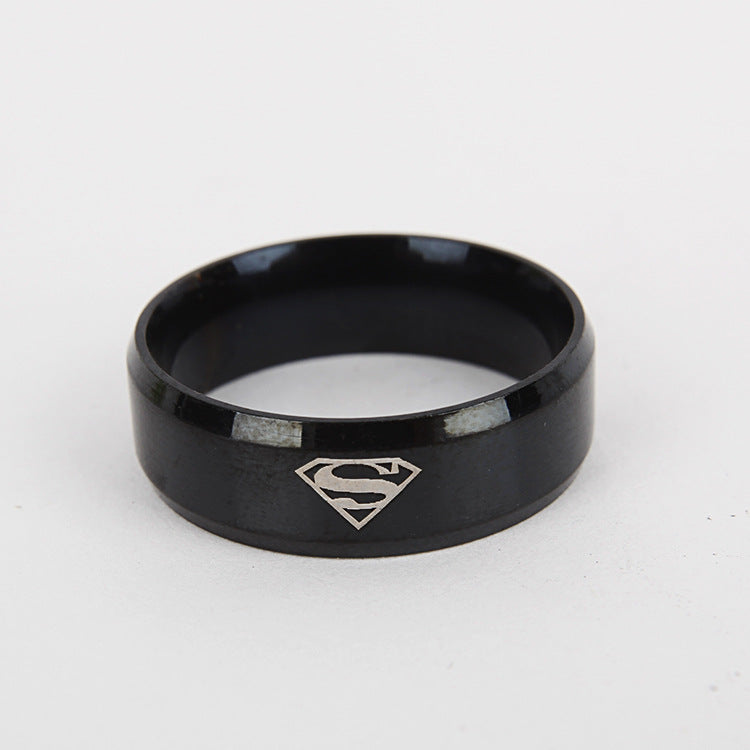 Fashion Stainless Steel Superman Classic Sand Face Rings